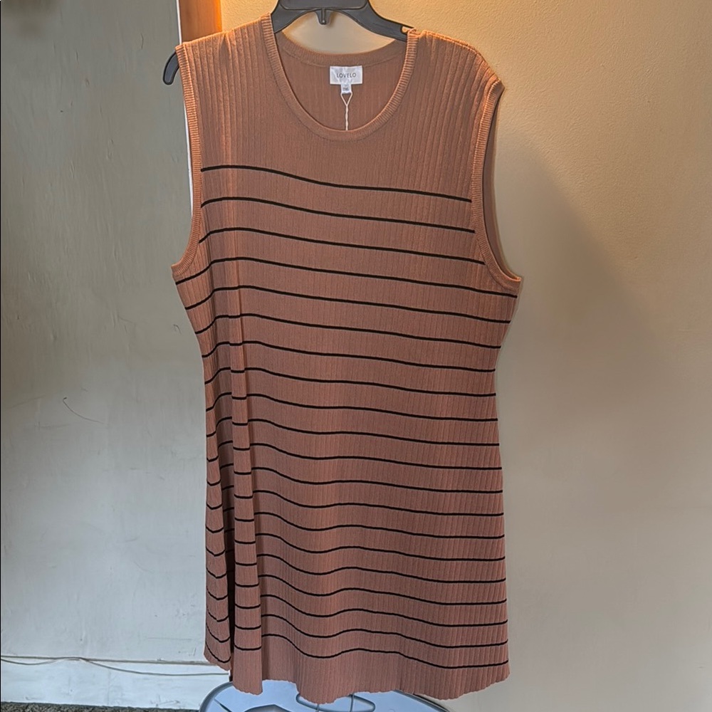 Lovelo Sleeveless Striped Dress in Brown and Black